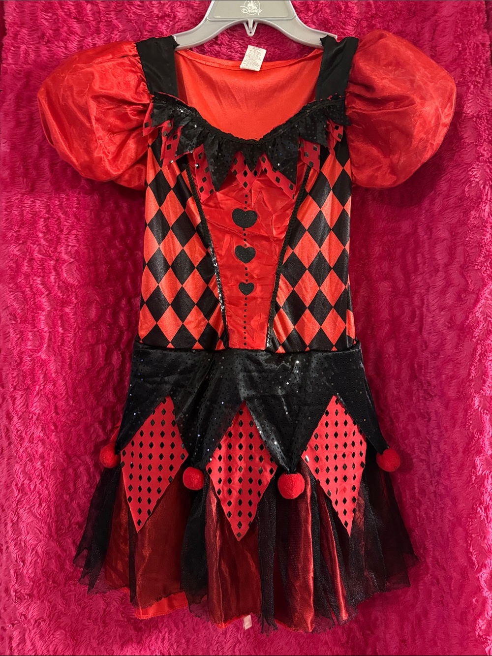 Red & Black Harlequin Kids Costume Dress by